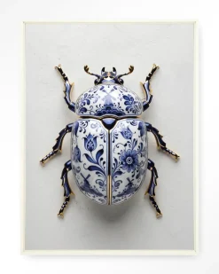 Wandkleed Blue Beatle in maat en frame naar keuze