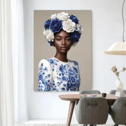 Wandkleed Blue Duchess in maat en frame naar keuze