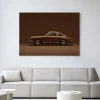 Wandkleed Brown Porsche in maat en frame naar keuze