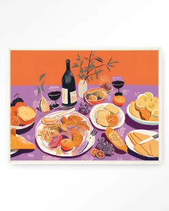 Wandkleed Burgundian Table in maat en frame naar keuze