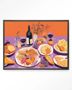 Wandkleed Burgundian Table in maat en frame naar keuze