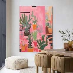 Wandkleed Cactus Party in maat en frame naar keuze