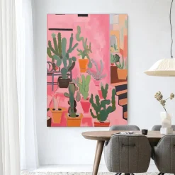 Wandkleed Cactus Party in maat en frame naar keuze