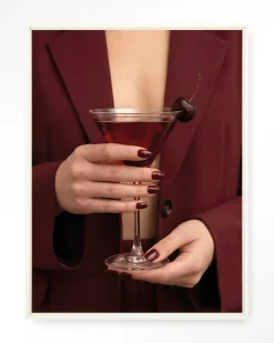 Wandkleed Cherry Martini in maat en frame naar keuze