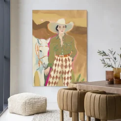 Wandkleed Cowgirl 3 in maat en frame naar keuze