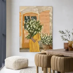 Wandkleed Daisy Lady in maat en frame naar keuze