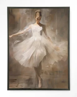 Wandkleed Dancing Ballerina in maat en frame naar keuze