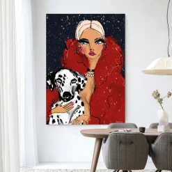 Wandkleed Dotted Doggy in maat en frame naar keuze