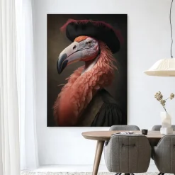 Wandkleed Flamingo in maat en frame naar keuze