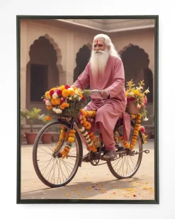 Wandkleed Flower Bike in maat en frame naar keuze