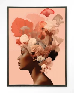 Wandkleed Flower Crown in maat en frame naar keuze