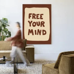 Wandkleed Free Your Mind in maat en frame naar keuze