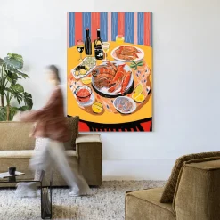 Wandkleed Fruits De Mer in maat en frame naar keuze