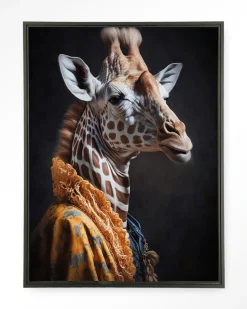 Wandkleed Giraffe in maat en frame naar keuze