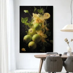 Wandkleed Green Fruit Explosion in maat en frame naar keuze