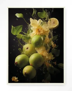 Wandkleed Green Fruit Explosion in maat en frame naar keuze