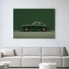 Wandkleed Green Porsche in maat en frame naar keuze