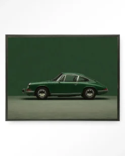 Wandkleed Green Porsche in maat en frame naar keuze