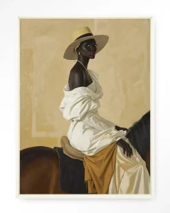 Wandkleed Horseriding Lady in maat en frame naar keuze