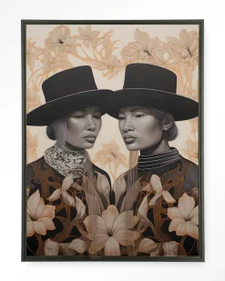 Wandkleed Lady Garden in maat en frame naar keuze