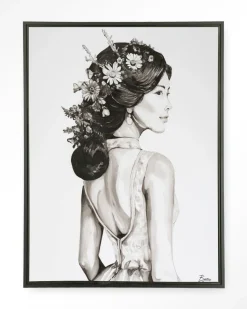 Wandkleed Lady With Blossom in maat en frame naar keuze