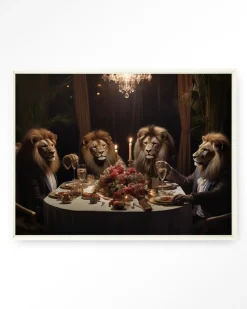 Wandkleed Lions Dinner in maat en frame naar keuze