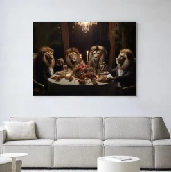 Wandkleed Lions Dinner in maat en frame naar keuze