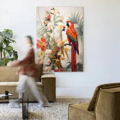 Wandkleed Lovebirds in maat en frame naar keuze