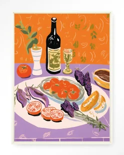 Wandkleed Mediterranean Table in maat en frame naar keuze