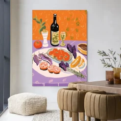 Wandkleed Mediterranean Table in maat en frame naar keuze