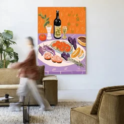 Wandkleed Mediterranean Table in maat en frame naar keuze