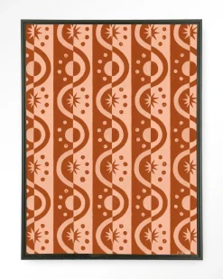 Wandkleed Moon BlockPrint in maat en frame naar keuze