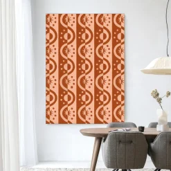 Wandkleed Moon BlockPrint in maat en frame naar keuze