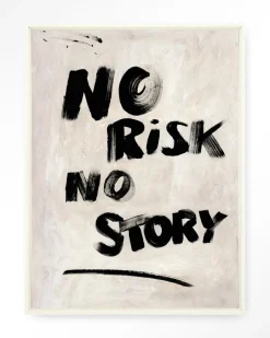 Wandkleed No Risk, No Story in maat en frame naar keuze