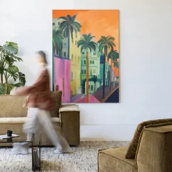 Wandkleed Palm Street in maat en frame naar keuze