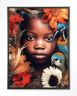 Wandkleed Paradise Bird in maat en frame naar keuze