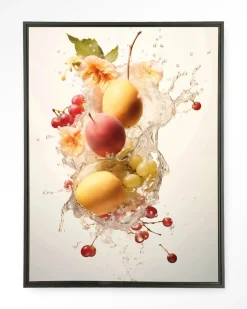 Wandkleed Peachy Fruit Explosion in maat en frame naar keuze