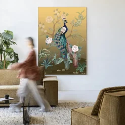 Wandkleed Peacock in maat en frame naar keuze