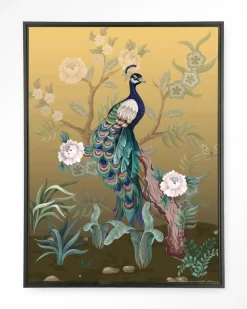 Wandkleed Peacock in maat en frame naar keuze