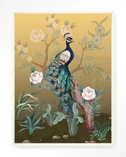 Wandkleed Peacock in maat en frame naar keuze