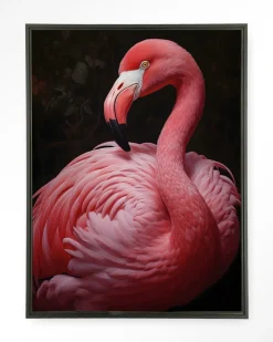 Wandkleed Pink Flamingo in maat en frame naar keuze