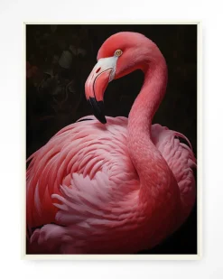 Wandkleed Pink Flamingo in maat en frame naar keuze