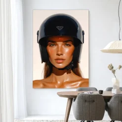 Wandkleed Prada Helmet in maat en frame naar keuze