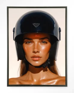 Wandkleed Prada Helmet in maat en frame naar keuze