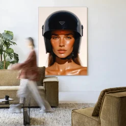 Wandkleed Prada Helmet in maat en frame naar keuze