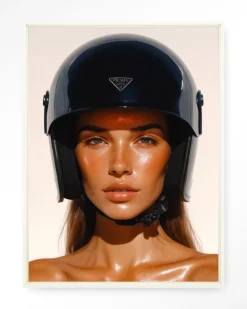 Wandkleed Prada Helmet in maat en frame naar keuze