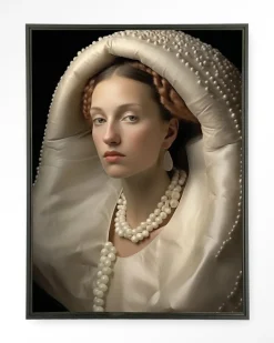 Wandkleed Queen Of Pearls in maat en frame naar keuze