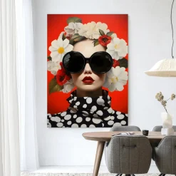 Wandkleed Red Flower in maat en frame naar keuze