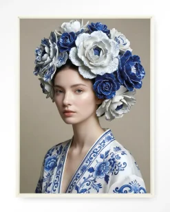 Wandkleed Royal Blue in maat en frame naar keuze