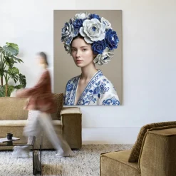 Wandkleed Royal Blue in maat en frame naar keuze